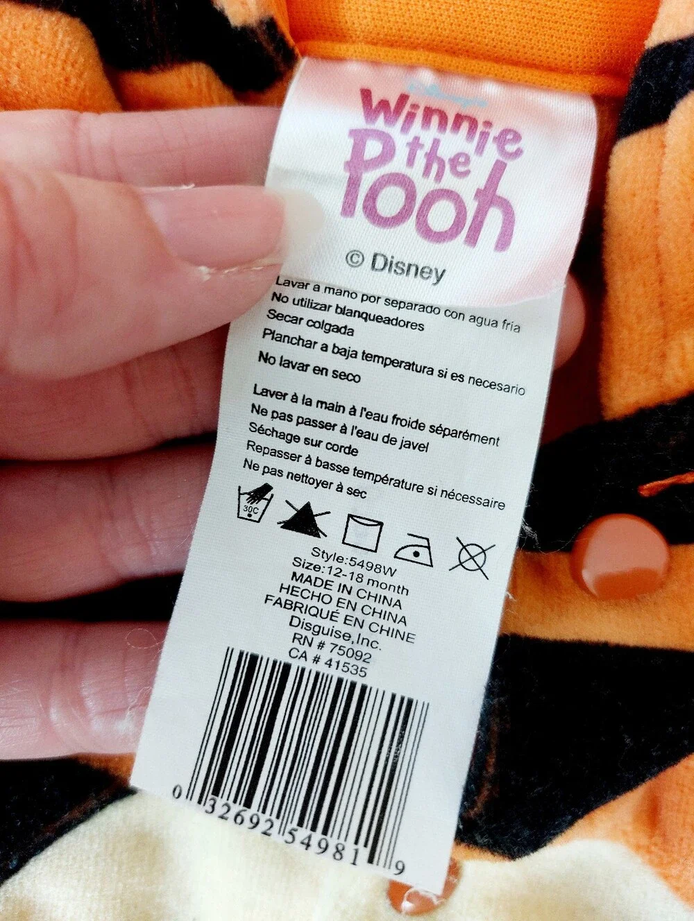 Tigger from Winnie the Pooh Costume Velour Outfit 12-18m Halloween Disney y2k 90